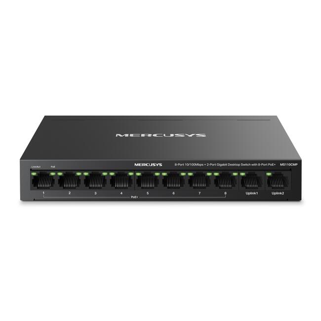 10-портов Gigabit Desktop комутатор с 8-Port PoE+ Mercusys MS110CMP