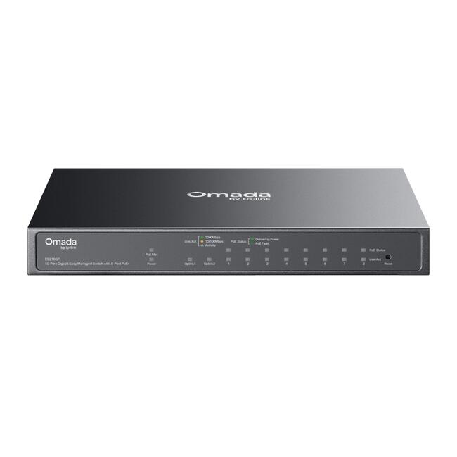 10-портов Gigabit Easy Managed комутатор TP-Link Omada ES210GP с 8-портов PoE+