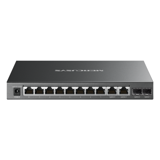 12-портов гигабитов настолен комутатор с 8 PoE+ порта Mercusys MS112GMP