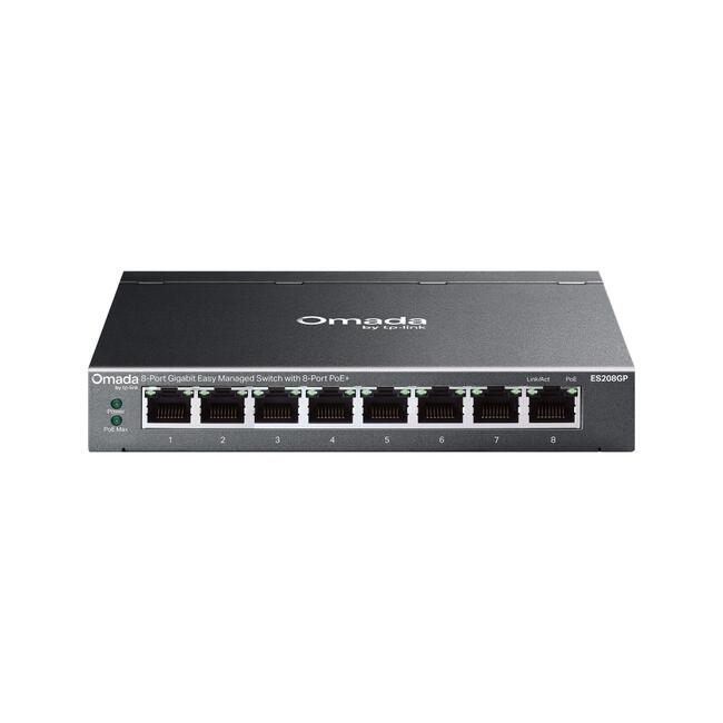8-портов гигабитов лесно управляем комутатор TP-Link Omada ES208GP с 8 PoE+ порта