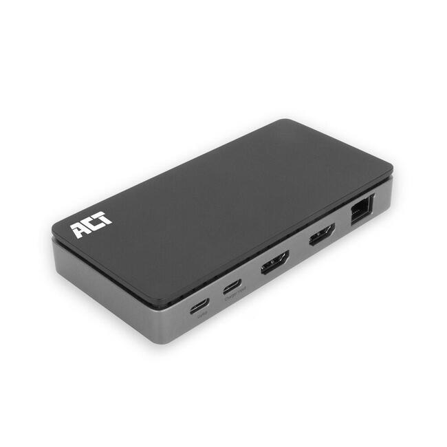 "ACT Докинг станция – 4K резолюция, 2 HDMI порта, Ethernet и 3 USB-A порта за монитор и мрежова връзка"