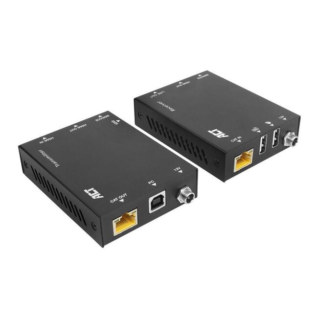 ACT KVM удължител (усилвател) AC7815 – HDMI 2.0 4K, до 70 м по UTP кабел за клавиатура и мишка