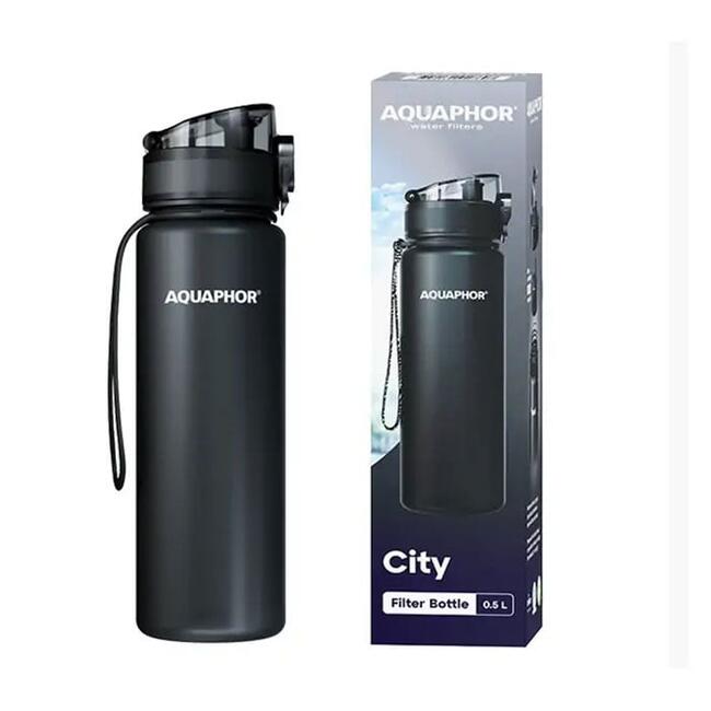 Aquaphor филтрираща бутилка City – тританова, 500 мл, черна, преносима и издръжлива