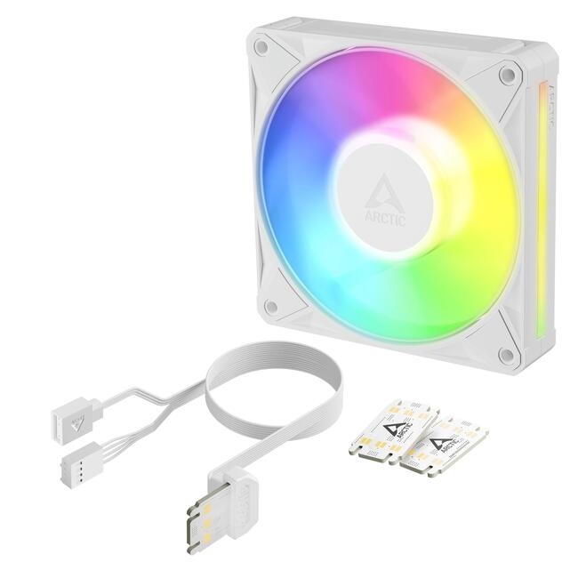 Arctic вентилатор BioniX P12 A-RGB White - 120 мм, адресируема RGB подсветка, бял цвят за кутия