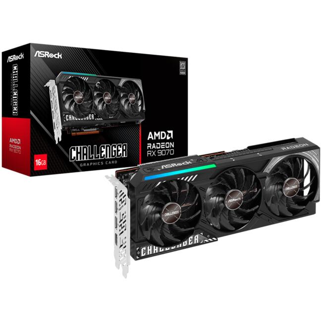 ASRock Видео карта AMD Radeon RX 9070 Challenger - 16GB GDDR6, 256-битова, HDMI, 3x DisplayPort