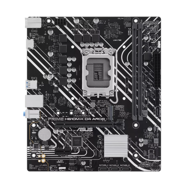 ASUS Дънна платка PRIME H610M-K-D4 ARGB, LGA1700, Intel 12-то/13-то поколение, DDR4, чипсет H610