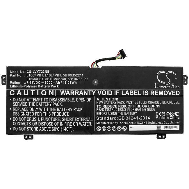 Батерия за лаптоп LENOVO YG 720-13IKB 80X6006PAU, Yoga 720-13IKB 80X6001QGE, Yoga 730-13IKB, L16C4PB1 LiPo  7.68V 6000mAh  CAMERON SINO