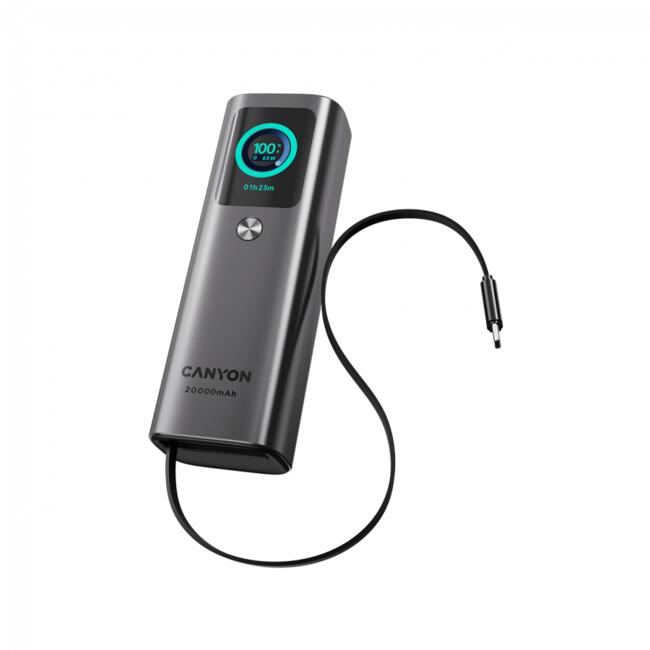 CANYON Built-in cable power bank OnPower 265 20000mAh 165W   Aluminium Dark grey