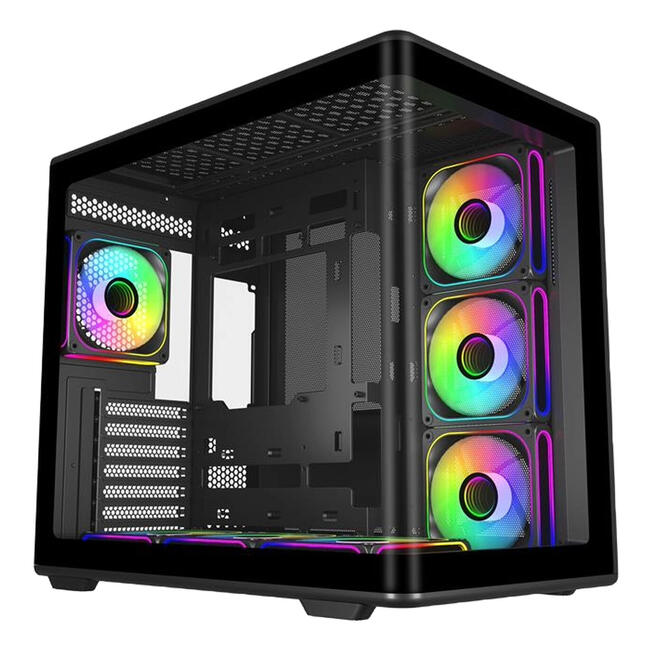 Cooler Master компютърна кутия Elite 600, формат Midi Tower, черна, с прозрачен страничен панел