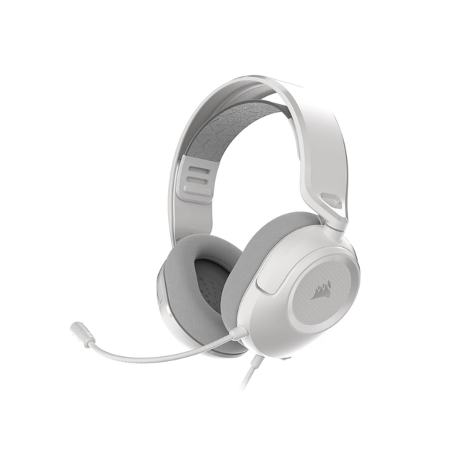 Corsair Геймърски слушалки с микрофон HS35 v3 White, жична връзка, лек и удобен дизайн в бял цвят