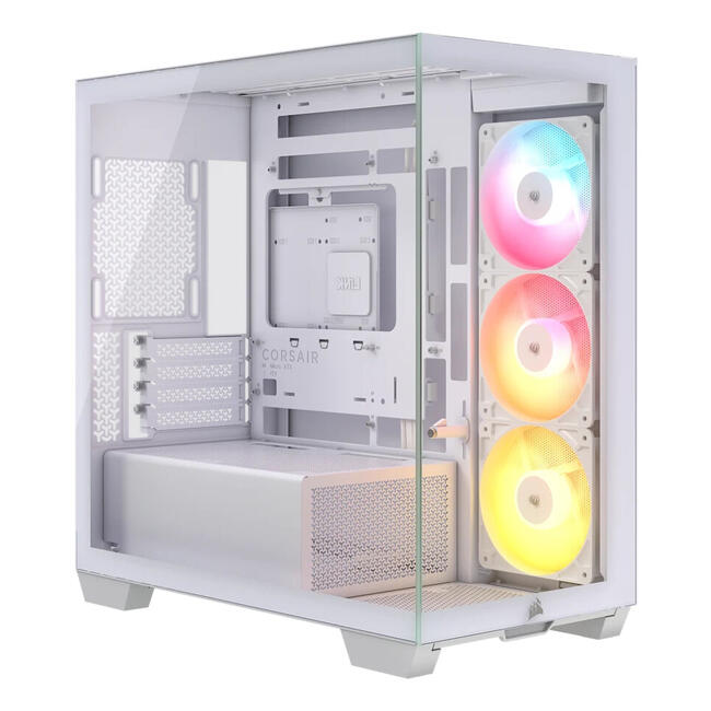 Corsair компютърна кутия 2800X RS-R ARGB, Midi Tower – бял цвят, адресируемо RGB осветление
