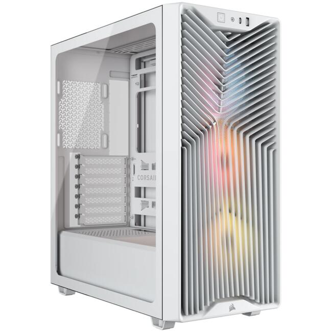Corsair компютърна кутия 3200D RS ARGB Mid-Tower, бяла, с ARGB осветление и поддръжка за ATX платки