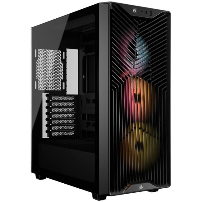 Corsair компютърна кутия 3200D RS ARGB - Mid-Tower формат, ARGB осветление, черна, за ATX платки