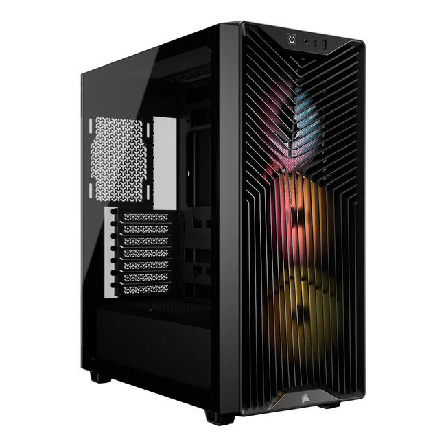 Corsair компютърна кутия 3200D RS ARGB за настолен компютър, средна кула, черна, ARGB осветление