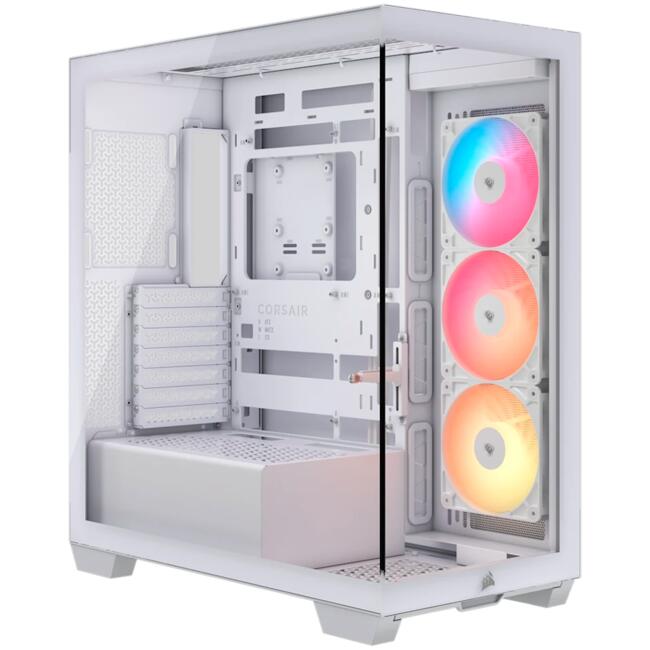CORSAIR компютърна кутия 3500X RSR ARGB - Mid-Tower шаси, закалено стъкло, ARGB подсветка, бяла