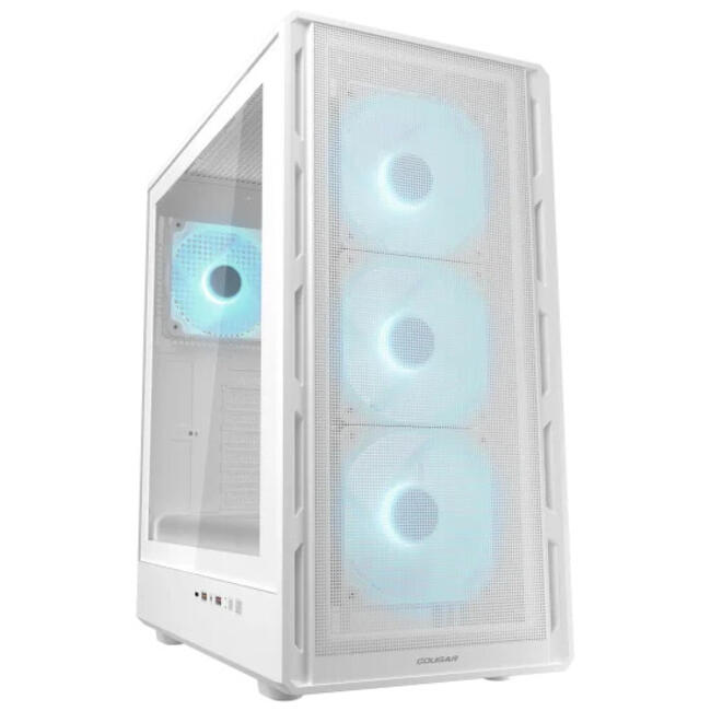 COUGAR компютърна кутия CGR-2GA5W-P, тип Midi Tower, бяла, за настолен компютър и ATX дънни платки