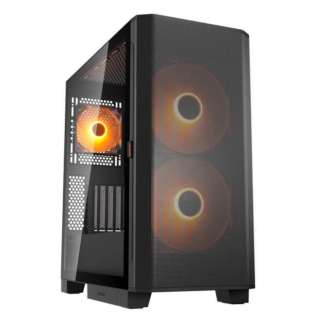 Cougar компютърна кутия CGR-5YA6B-RGB - Midi Tower, RGB подсветка, за ATX системи, черен цвят