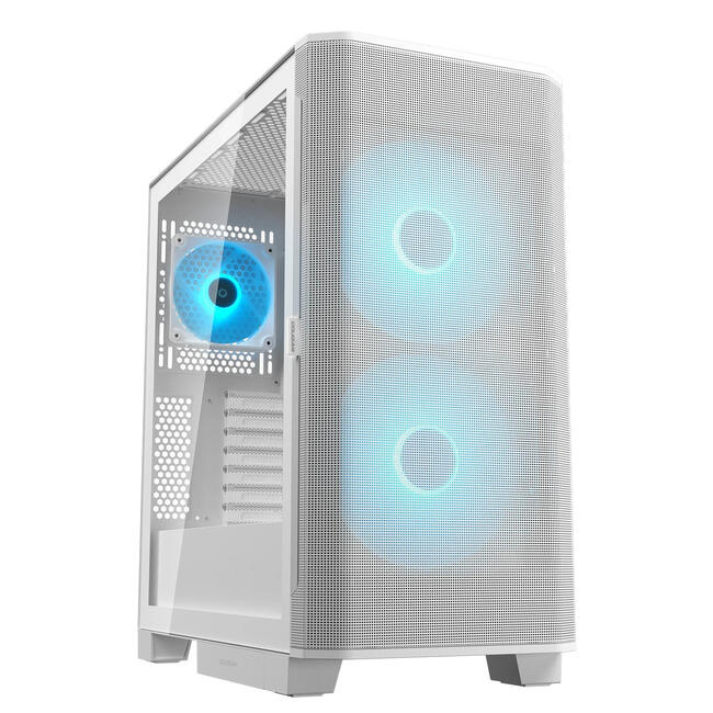 COUGAR Компютърна кутия CGR-5YA6W-RGB - Midi Tower за настолен компютър, бяла, с RGB подсветка