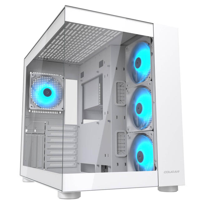 COUGAR компютърна кутия Midi Tower CGR-5KA1W-RGB, бял цвят, RGB осветление, за настолен компютър