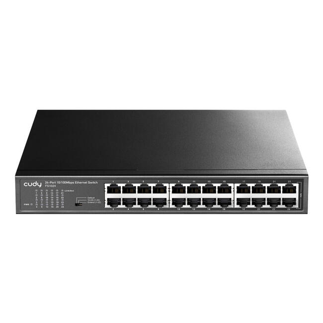 Cudy мрежов суич FS1024 – неуправляем, Fast Ethernet 10/100 Мбит/сек, 24 порта за кабелна мрежа