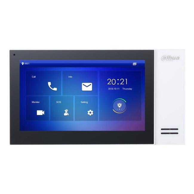 Dahua вътрешен монитор за IP домофон VTH2421FW-P, 7-инчов TFT сензорен екран, PoE захранване