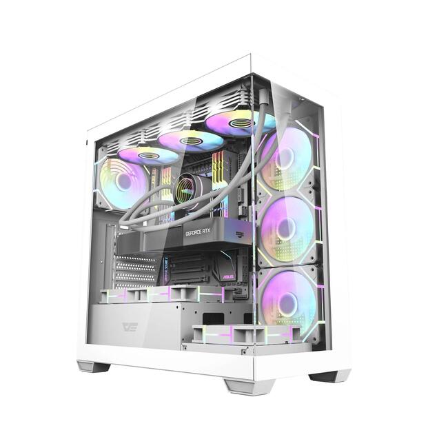 Darkflash компютърна кутия DS900 White, съвместима с ATX дънни платки, USB-C порт на предния панел