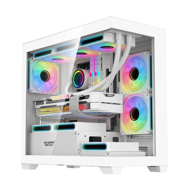 Darkflash компютърна кутия DS900M White - microATX, с 6 × 120 мм Infinity Mirror A-RGB вентилатора