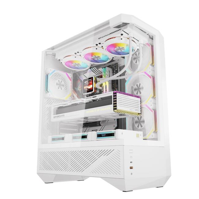Darkflash компютърна кутия DY460 White, ATX формат, 4 x 120 мм A-RGB вентилатора, порт USB-C