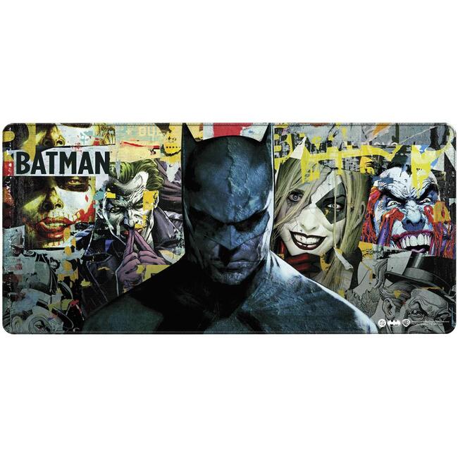 DC Геймърски пад Batman: Torn Collage - Batman and Villains, XL размер, гладка повърхност за мишка