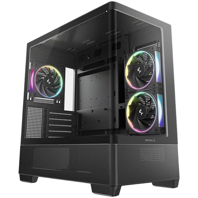 DeepCool компютърна кутия CG380U-3F Mid Tower, 3 ARGB вентилатора, USB Type-C, закалено стъкло