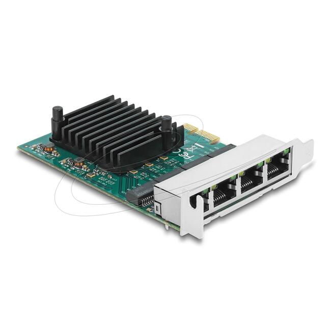 Delock мрежова карта Realtek RTL8111F, 4 порта 10/100/1000 Мбит/с, слот PCI Express x1, нисък профил