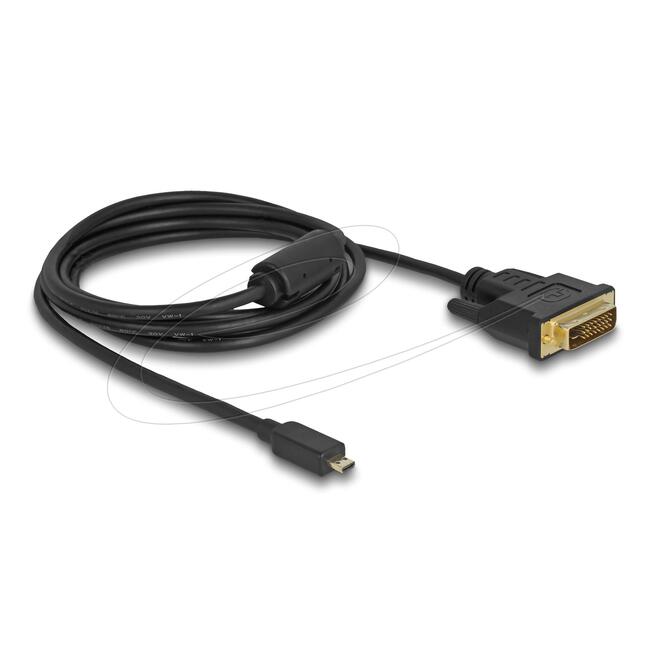 Delock видео кабел micro HDMI към DVI-D – мъжко към мъжко, 2 м, за връзка с монитор и проектор