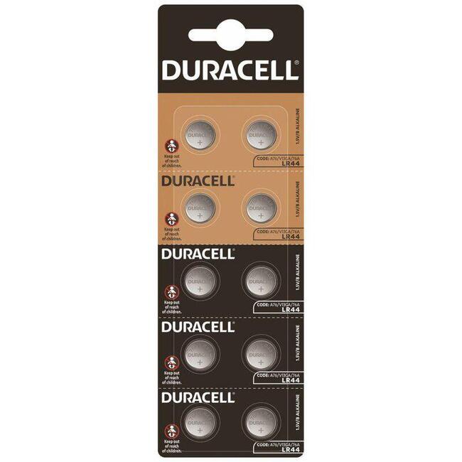 Duracell Бутонна алкална батерия LR44/AG13 - 1,55 волта, за часовници и малка електроника, 10 броя