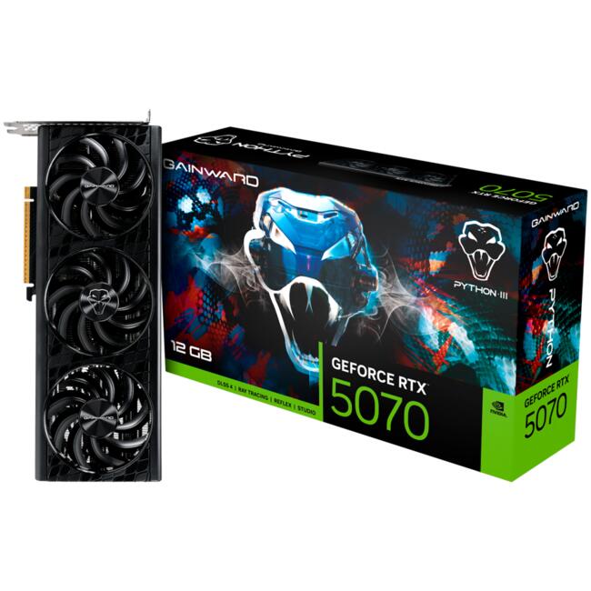 Gainward видеокарта GeForce RTX 5070 Python III – 12GB GDDR7, 3 вентилатора, HDMI 2.1b