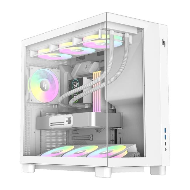 Gamemax компютърна кутия NEX C53 WH, ATX формат, бял цвят, за настолни компютърни конфигурации