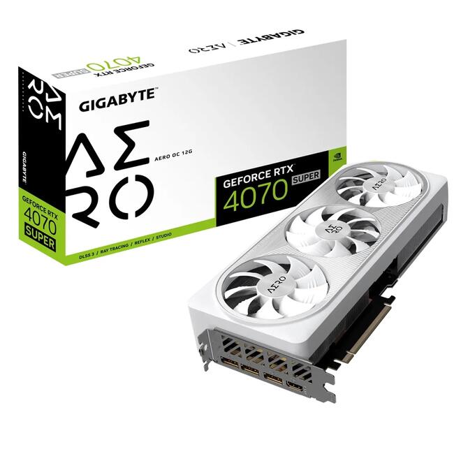Видео карта GIGABYTE Nvidia GeForce RTX 4070 SUPER AERO OC 12G, GDDR6X, 192 bit, 12 GB