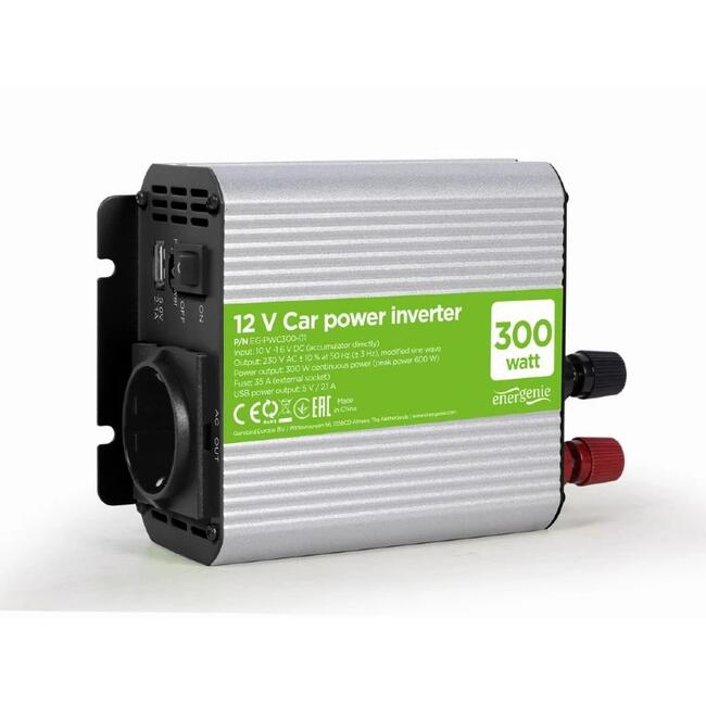 Gembird инвертор за автомобил Car power inverter - EG-PWC300-01 - 300W, USB-A