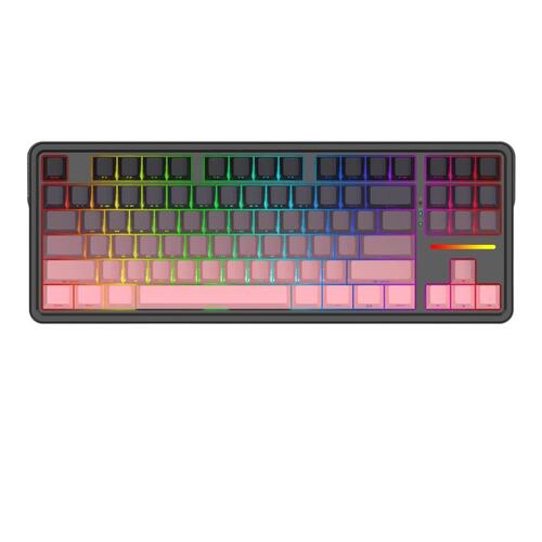 Геймърска механична клавиатура Redragon Antonium Pro K728SP-RGB-PRO с Bluetooth и безжична връзка, RGB осветление - черно/розово