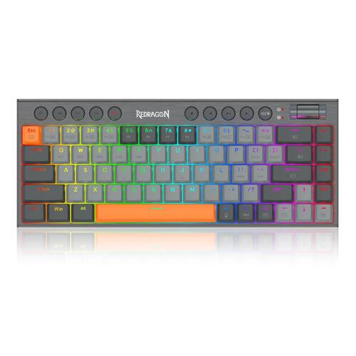 Геймърска жична и безжична Bluetooth механична клавиатура Redragon Horus SE K609GG-RGB-PRO с RGB подсветка - сива