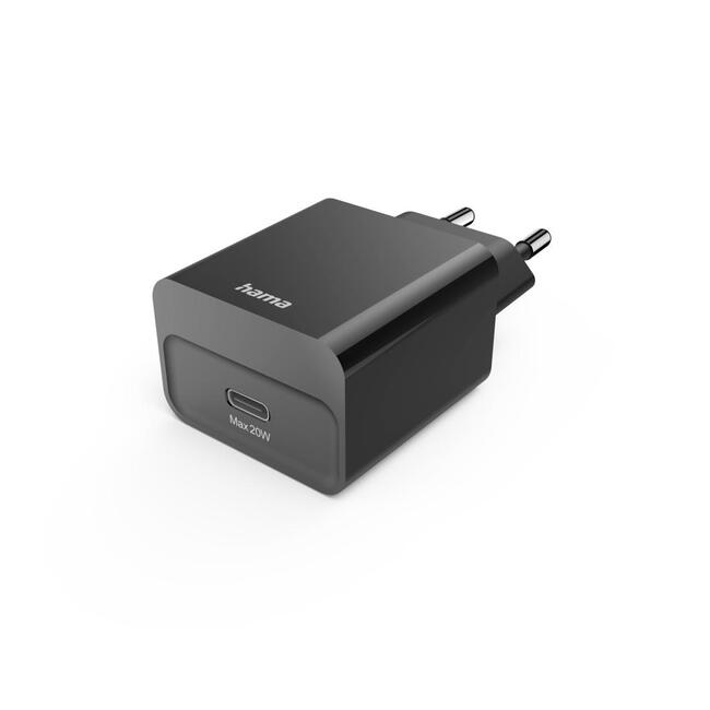 HAMA Бързо зарядно USB-C PD, 20 W, черно - компактно захранване за мобилни телефони и аксесоари