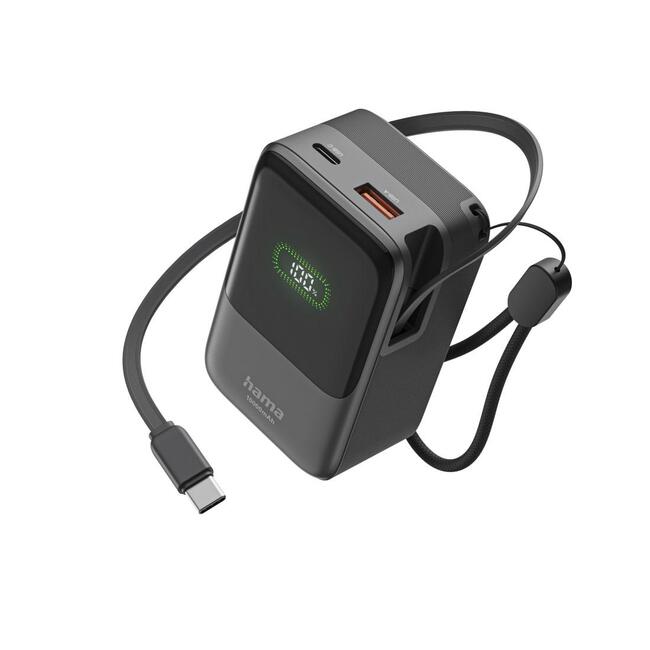 HAMA Външна батерия Roll Up, 10000 mAh и 20 W, бързо зареждане за мобилни устройства и смартфони