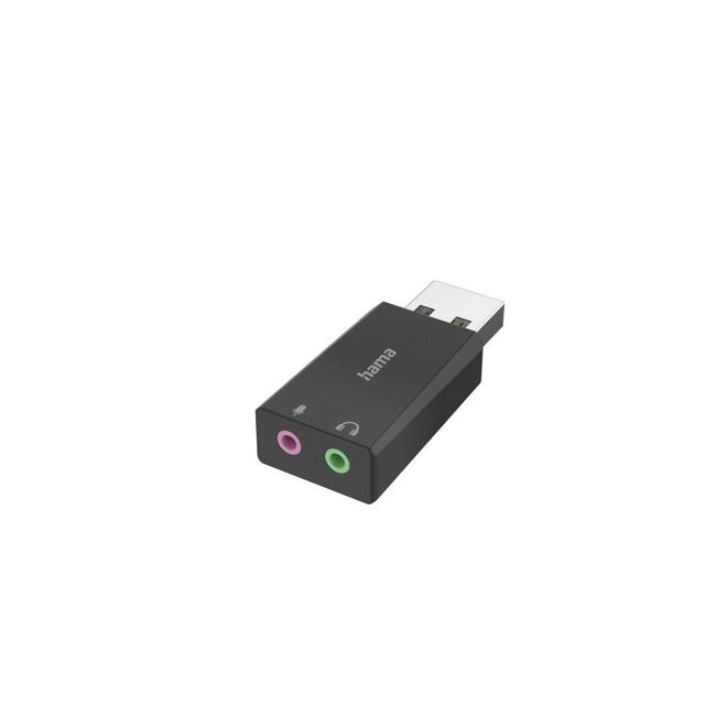 HAMA външна звукова карта USB-A, 2 x 3.5 мм жака, стерео, изход за слушалки, вход за микрофон