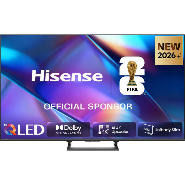 Hisense Телевизор A7S - 127 см (50 инча), 4K Ultra HD резолюция, Smart TV с Wi-Fi, цвят черен
