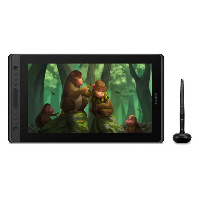 Huion графичен таблет Kamvas Pro 16 - 15.6-инчов екран за рисуване, стилус, черно-сребрист