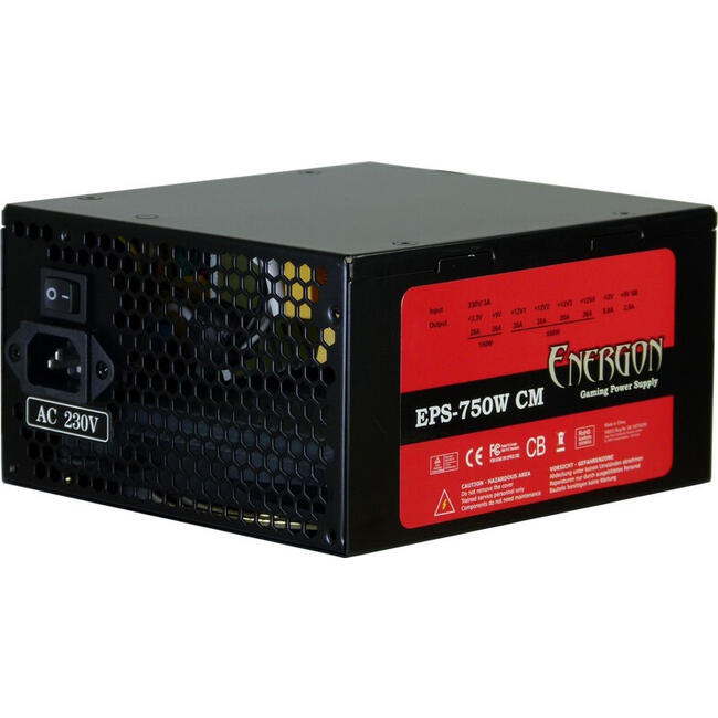 Inter-Tech захранващ блок Energon - 750 W, формат ATX, 20+4-пинов основен конектор, черен цвят