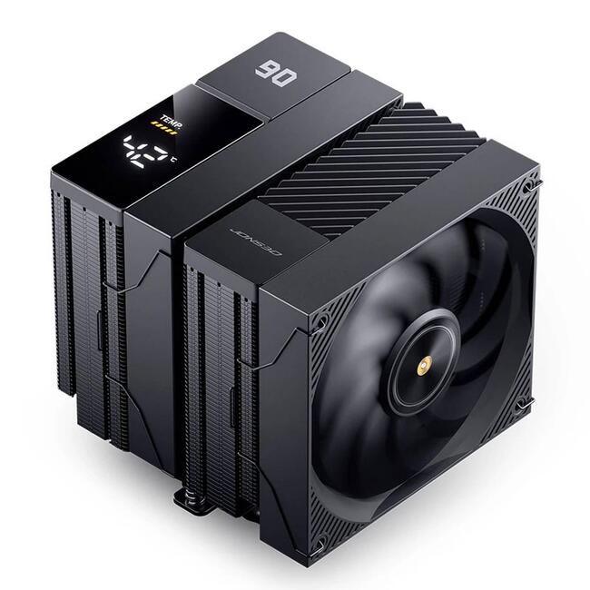 Jonsbo охладител за процесор CC90 Dual Tower 130mm Display, с две кули и вграден дисплей, черен