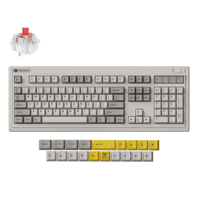 Keychron безжична механична клавиатура R6 QMK Retro, Super Red Switch, програмируема с QMK
