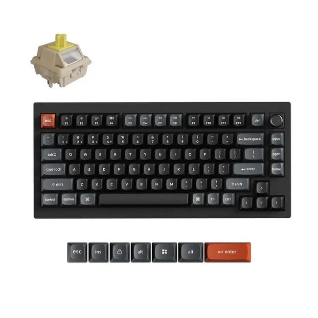 Keychron Безжична механична клавиатура V1 Ultra 8K - Silk POM Banana суичове, 8000 Hz честота
