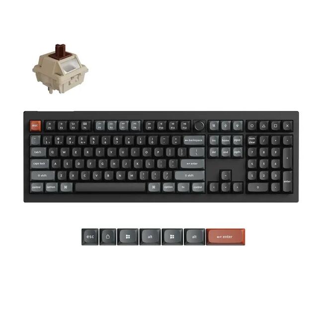 Keychron безжична механична клавиатура V6 Ultra 8K - кафяви суичове Silk POM, честота на отчитане 8K