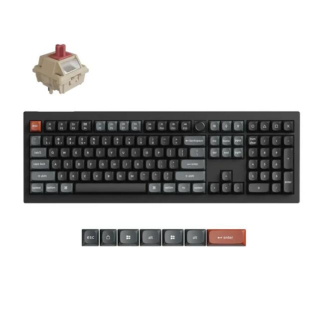 Keychron безжична механична клавиатура V6 Ultra 8K - Silk POM Red суичове, 8000 Hz, за гейминг